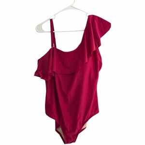 Kona Sol Women's Ruffle One Piece Swimsuit One Shoulder Swimwear SIZE 17 - NWT